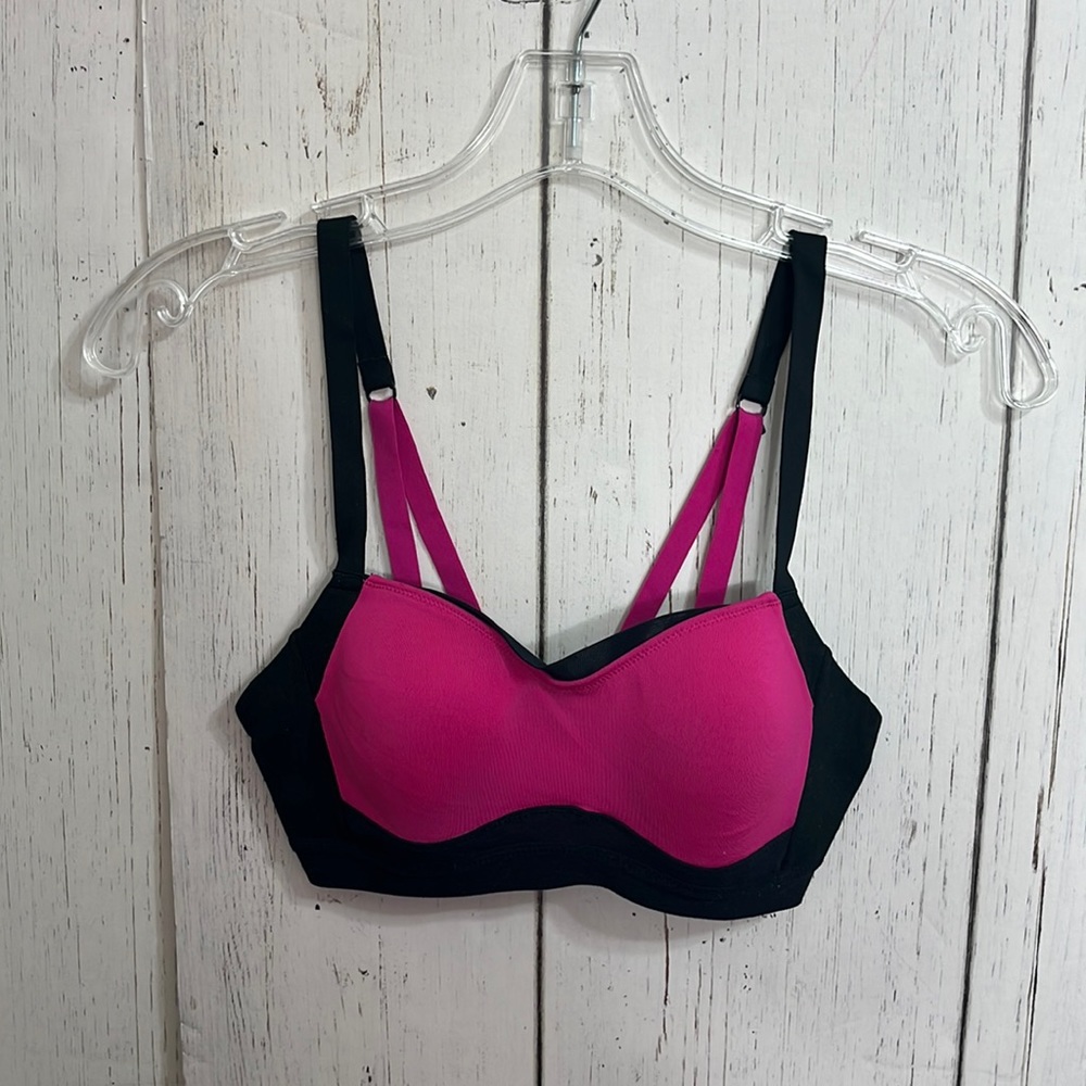 Brooks XS Sports Bra Black Hot Pink Three Size Adjustable Width and Straps